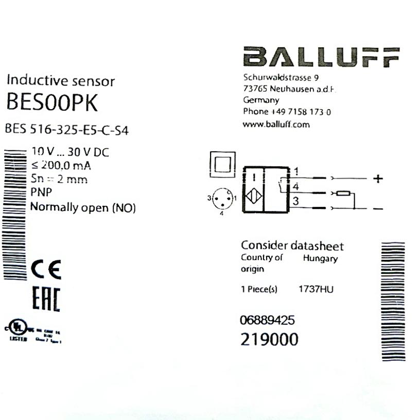 Produktfoto 2 von BALLUFF Induktiver Standardsensor BES 516-325-E5-C-S4