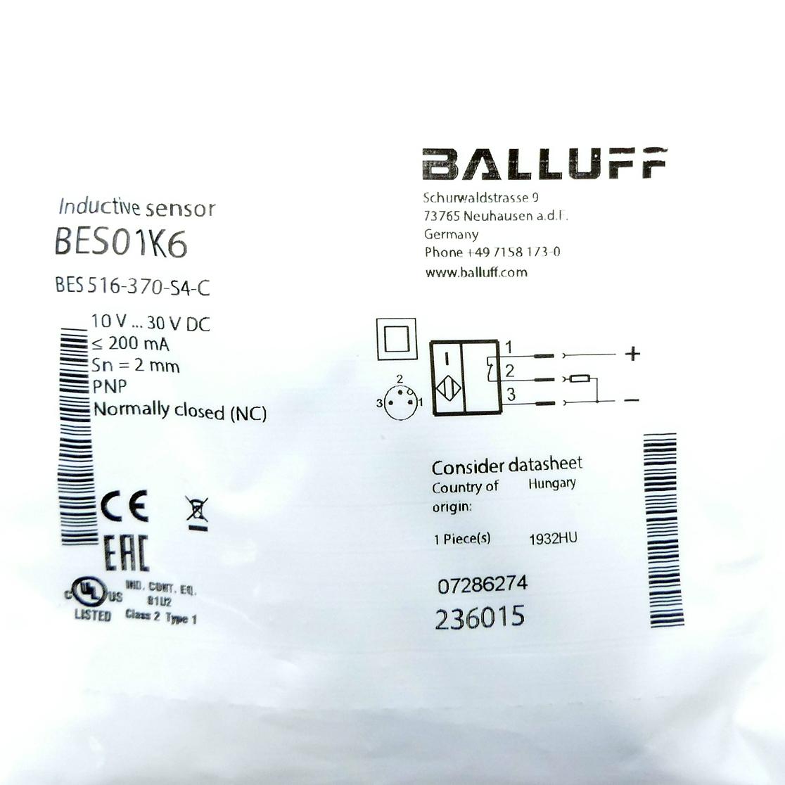 Produktfoto 2 von BALLUFF Induktiver Sensor BES01K6