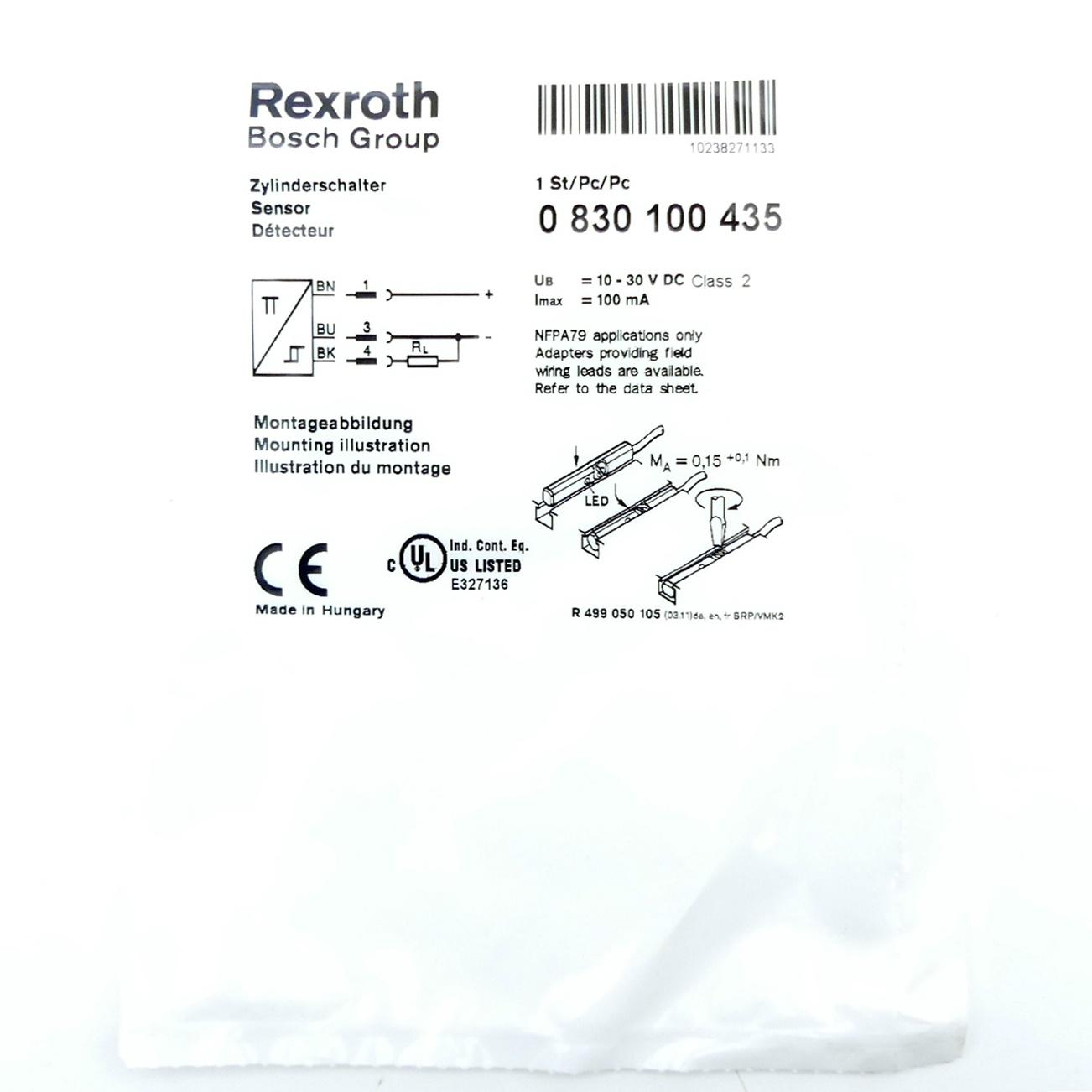 Produktfoto 5 von REXROTH Zylinderschalter 0 830 100 435