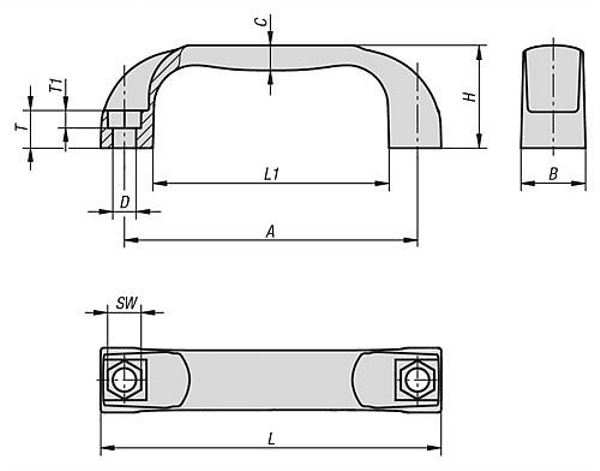 Produktfoto 2 von 480K0190.111500824 KIPP Bügelgriff antistatisch A=150, D=9