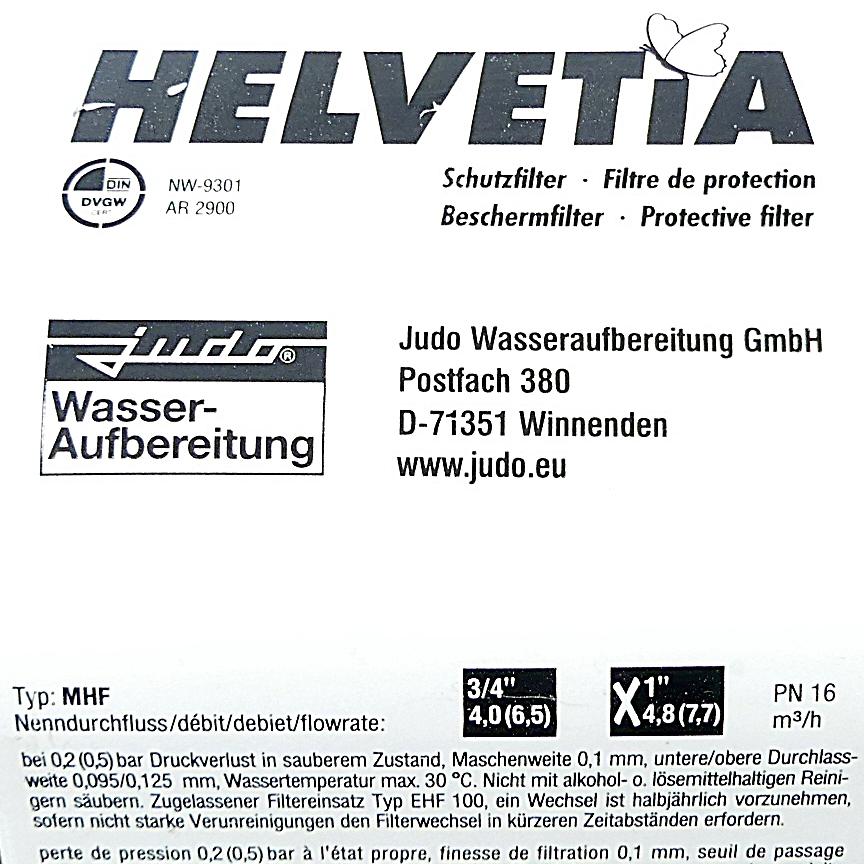 Produktfoto 2 von HELVETIA Schutzfilter MHF 1"