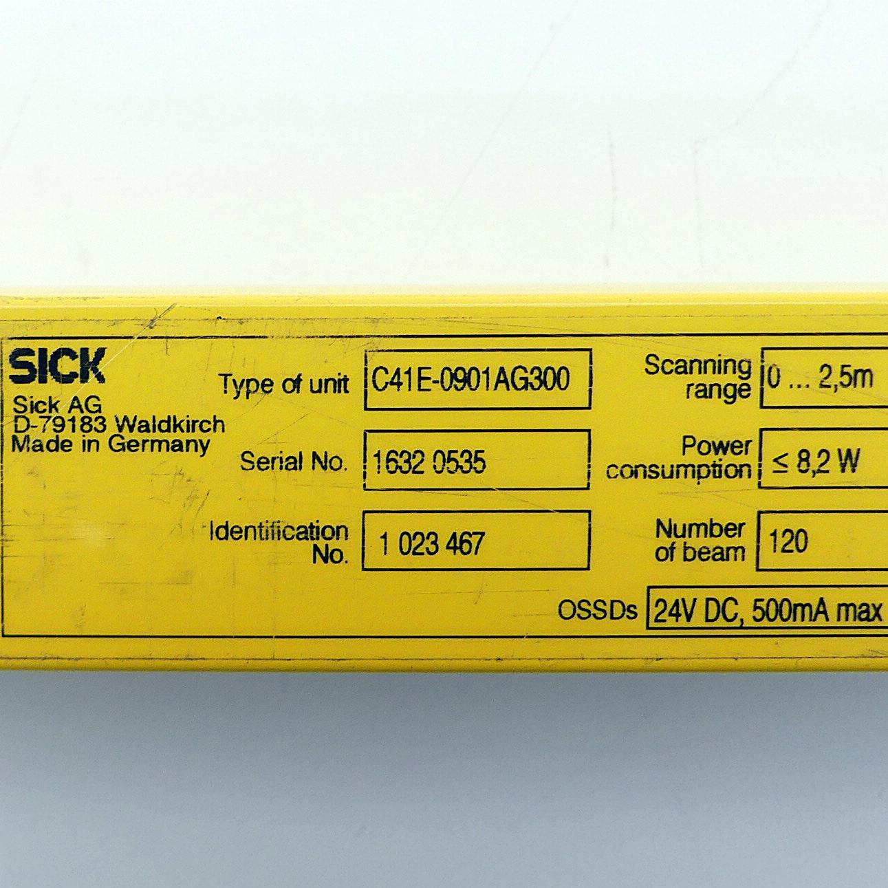 Produktfoto 2 von SICK Sicherheitslichtvorhang C41E-0901AG300