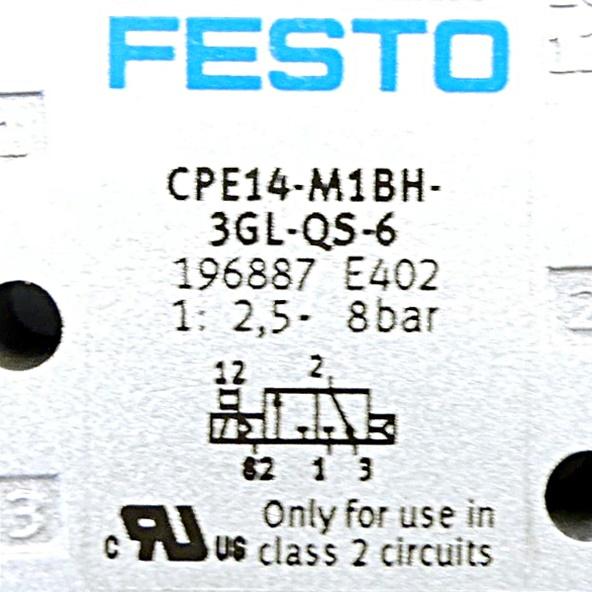 Produktfoto 2 von FESTO 3/2 Magnetventil CPE14-M1BH-3GL-QS-6