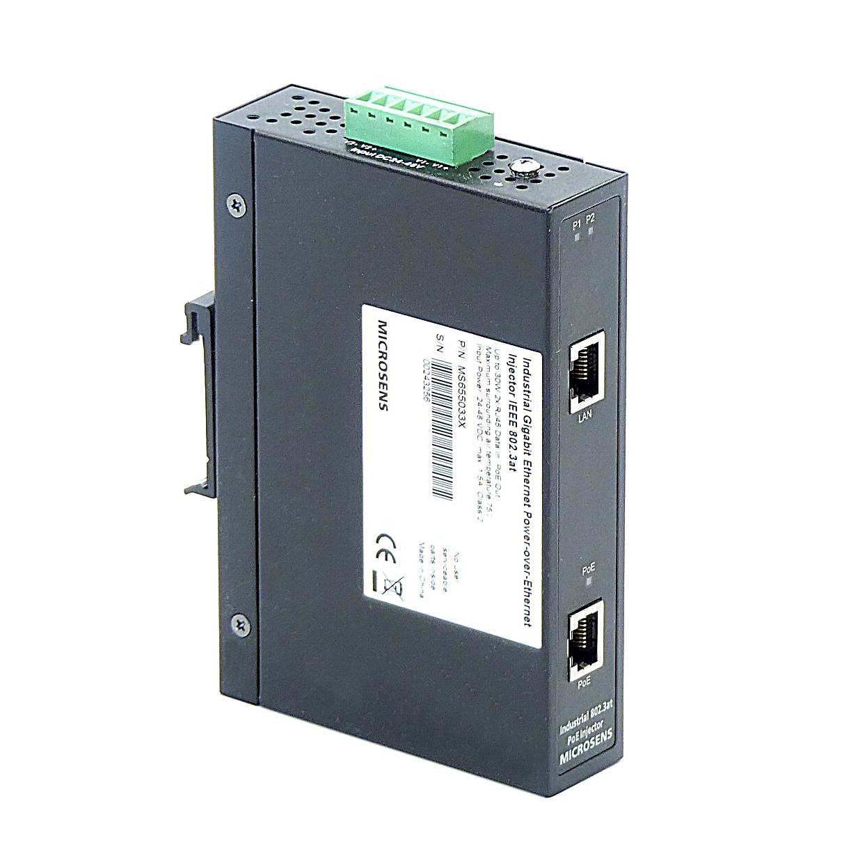 Produktfoto 1 von MICROSENS Industrial Gigabit Ethernet Power -over- Ethernet Injektor IEEE 802.3at