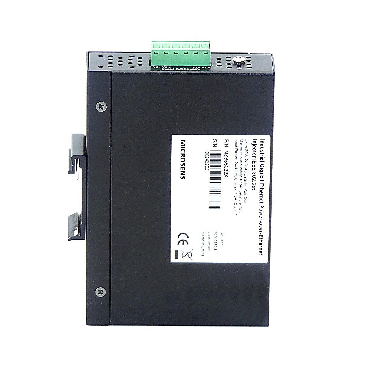 Produktfoto 3 von MICROSENS Industrial Gigabit Ethernet Power -over- Ethernet Injektor IEEE 802.3at