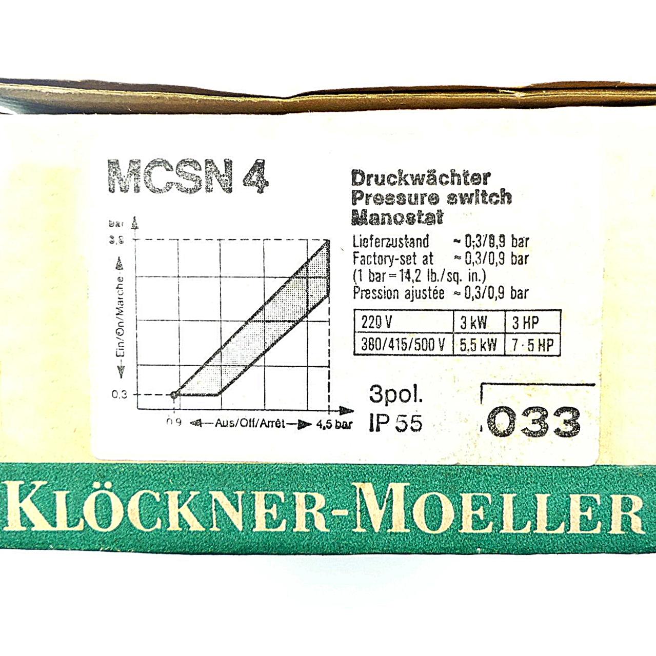 Produktfoto 2 von KLöCKNER-MöLLER Druckwächter