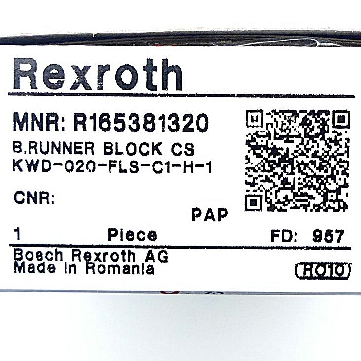 Produktfoto 2 von REXROTH Kugelführungswagen KWD-020-FLS-C1-H-1