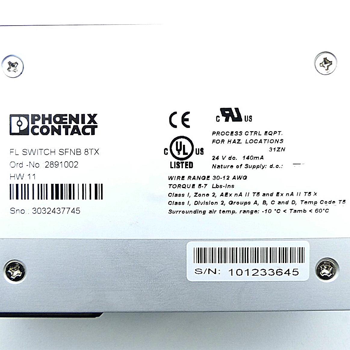 Produktfoto 2 von PHOENIX CONTACT Industrial Ethernet Switch SFNB 8TX