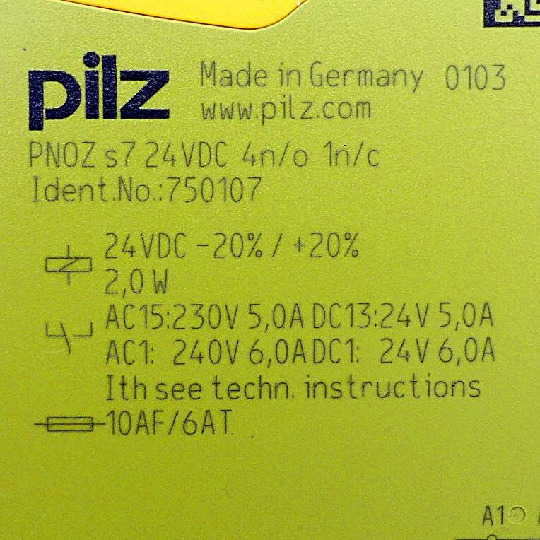 Produktfoto 2 von PILZ Sicherheitsrelais PNOZ s7 24VDC 4n/o 1n/c