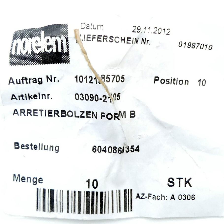 Produktfoto 2 von NORELEM 10 Stück Arretierbolzen Form B