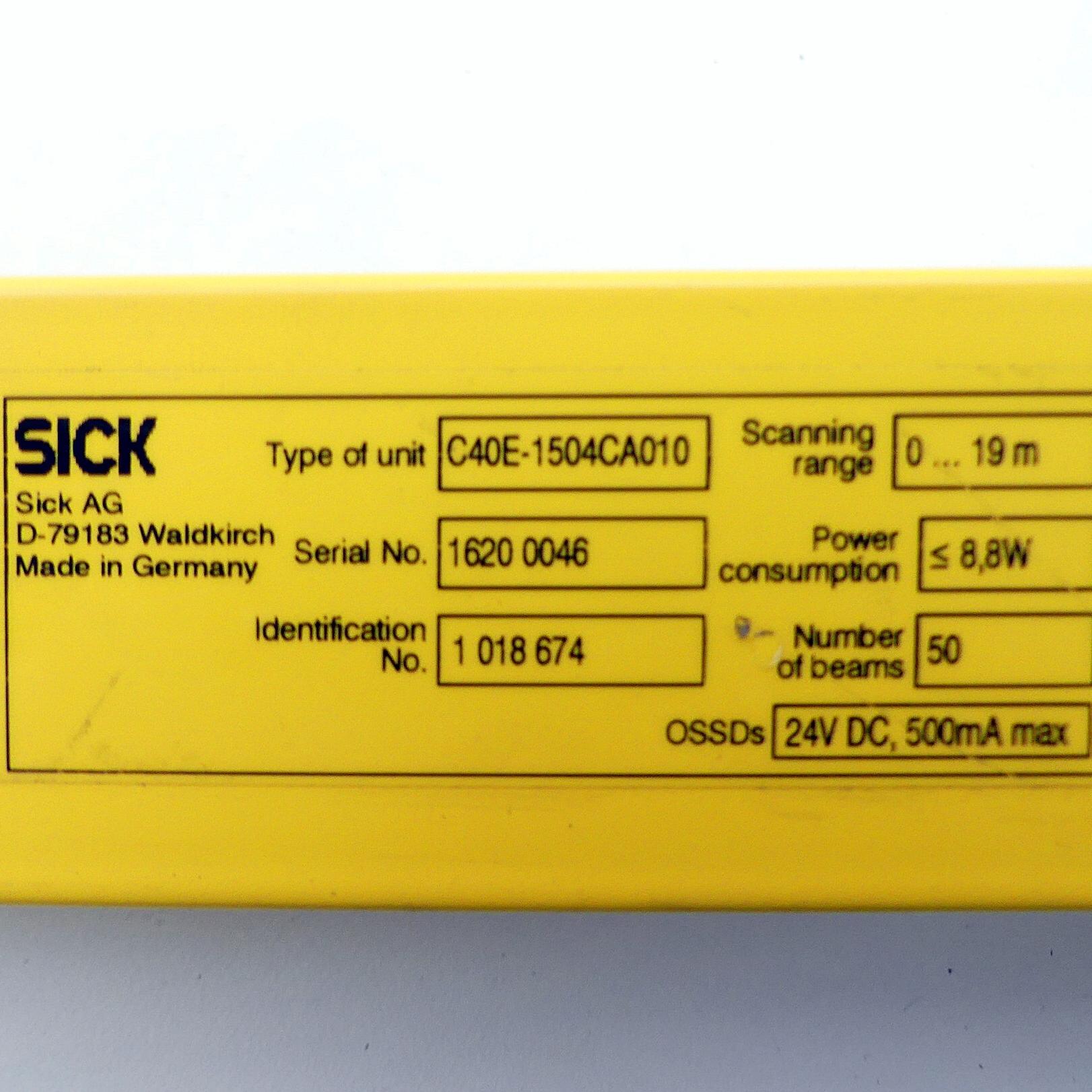 Produktfoto 2 von SICK Sicherheitslichtvorhang C40E-1504CA010