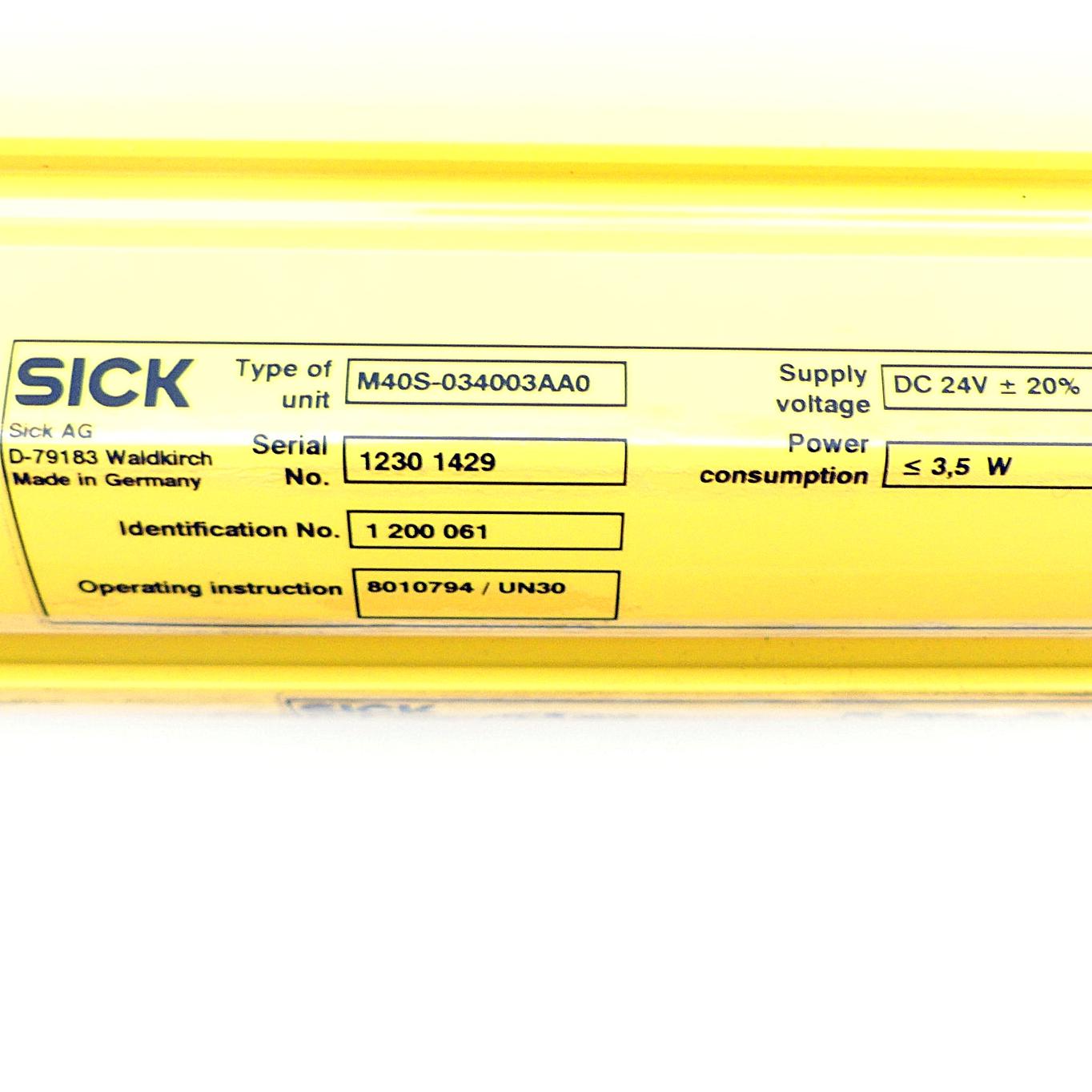 Produktfoto 2 von SICK Sicherheitsvorhang Sender M40S-034003AA0