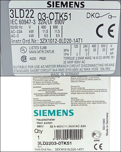 Produktfoto 2 von SIEMENS Hauptschalter 3LD2203-0TK51