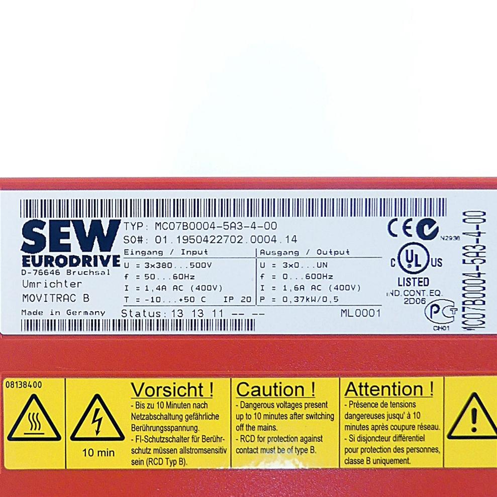 Produktfoto 2 von SEW-EURODRIVE Frequenzumrichter Movitrac B