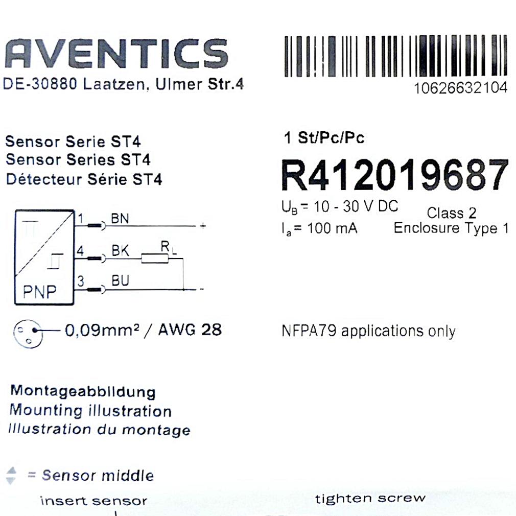 Produktfoto 2 von AVENTICS Näherungsschalter ST4-PN-M08U-030