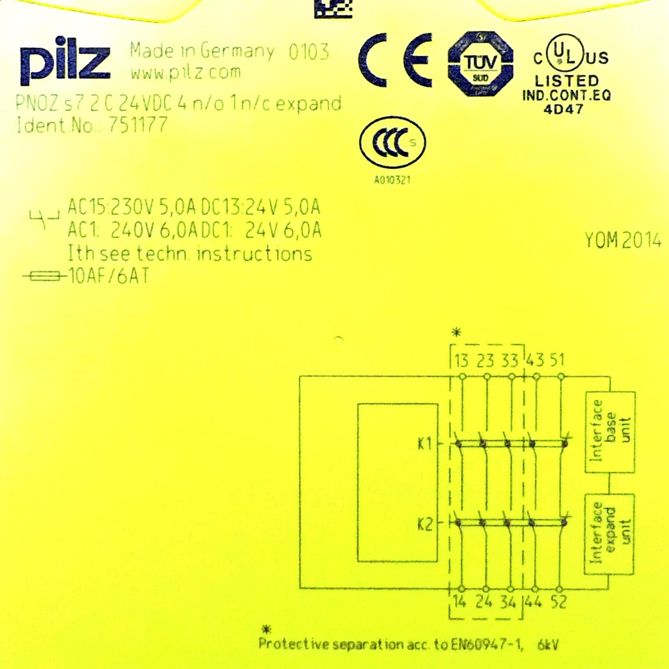 Produktfoto 2 von PILZ Kontakterweiterung Ausgänge: 4S, 1Ö PNOZ S7.2 C 24VDC 4N/O 1N/C EXPAND