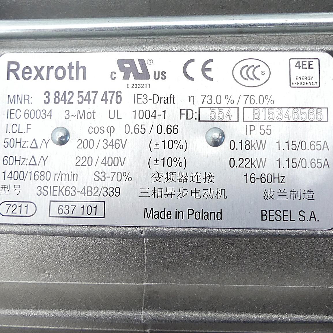 Produktfoto 2 von REXROTH Drehstrommotor 3SIEK63-4B2/339