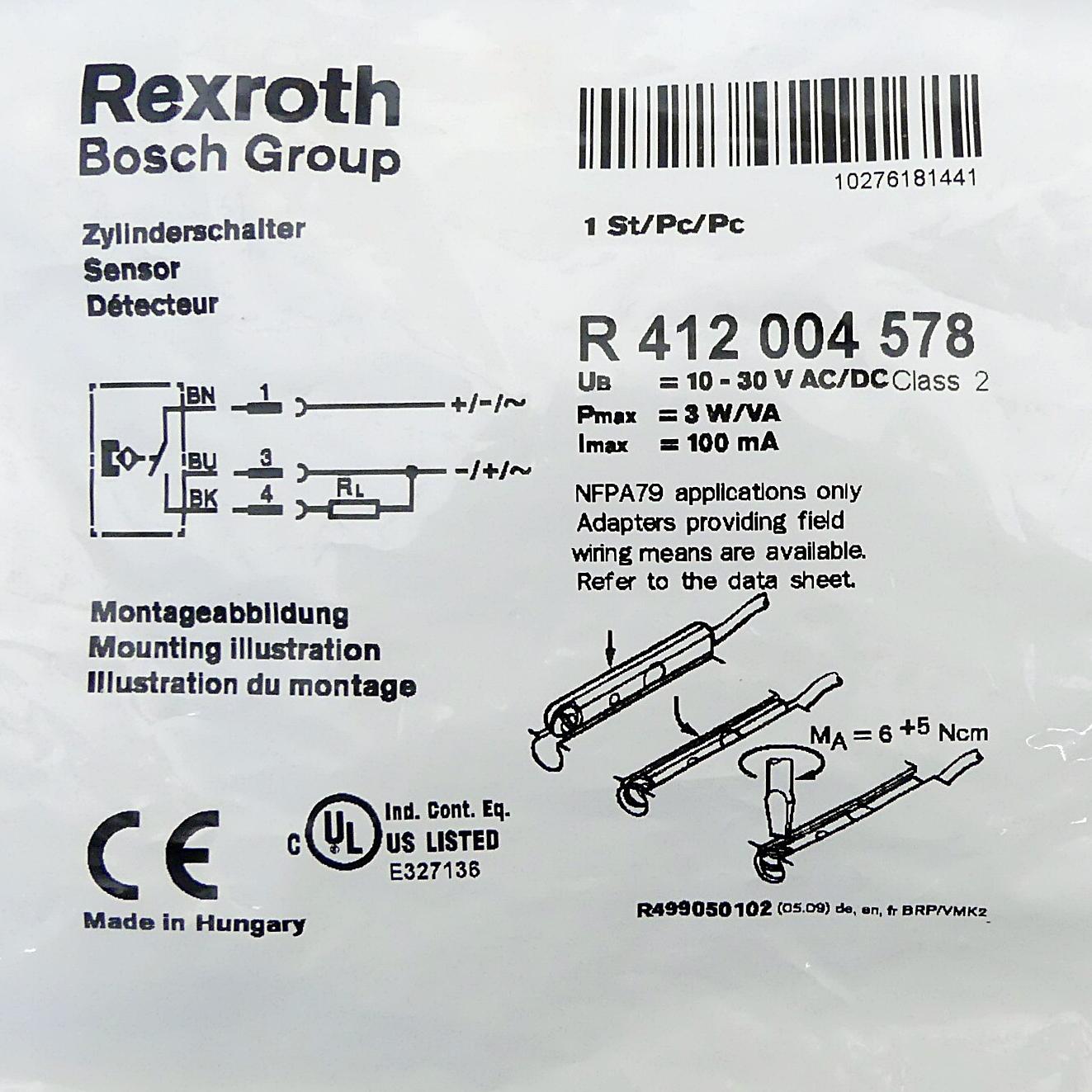 Produktfoto 2 von REXROTH Zylinderschalter