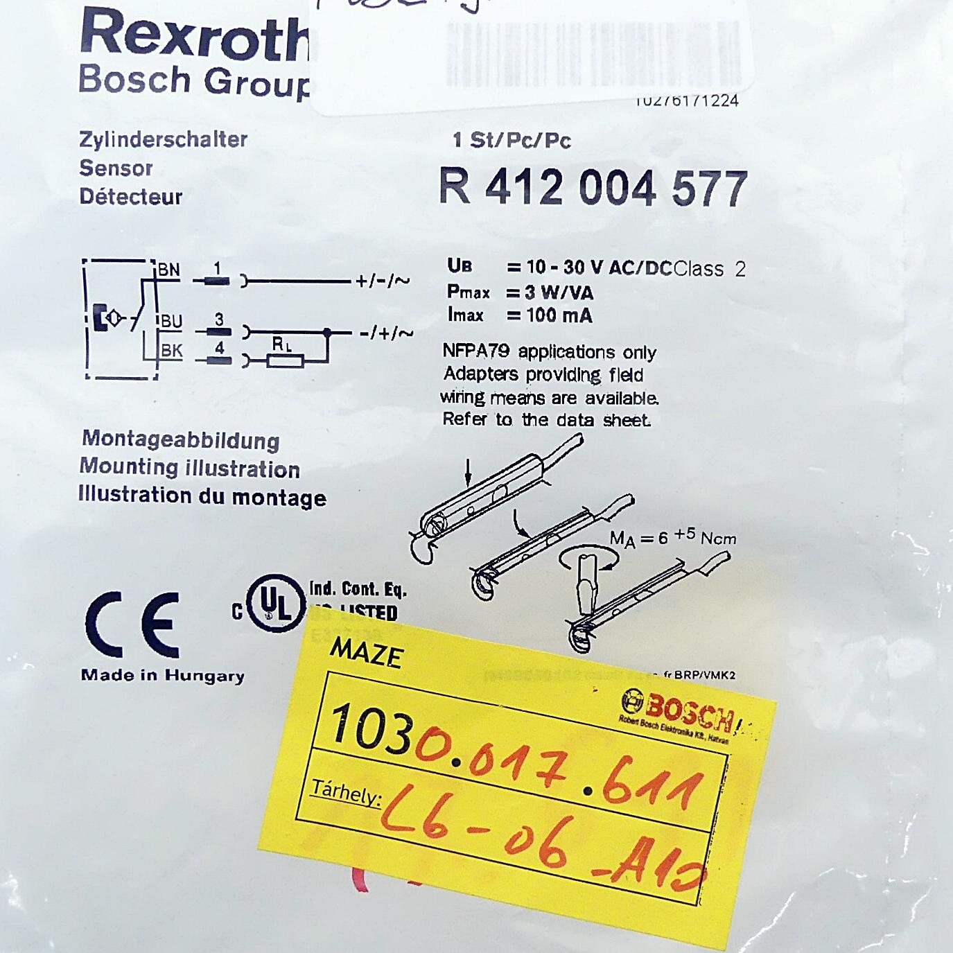 Produktfoto 2 von REXROTH Zylinderschalter