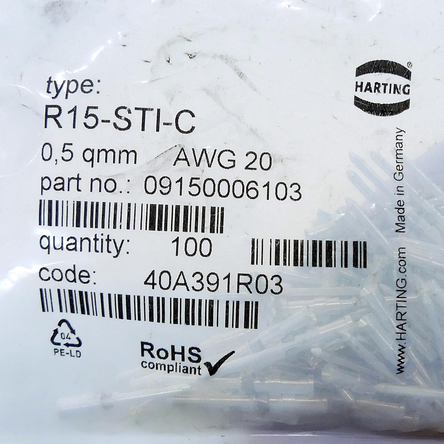 Produktfoto 2 von HARTING Kontaktstift R15-STI-C