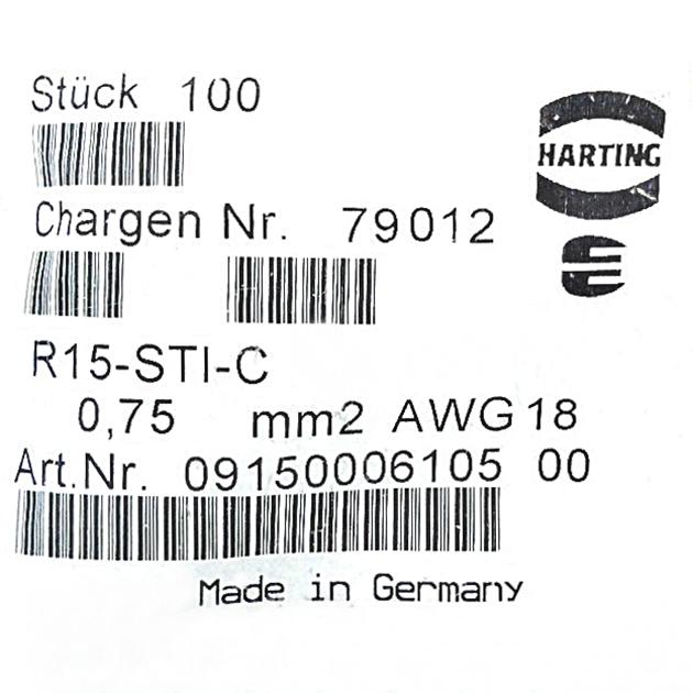 Produktfoto 2 von HARTING 1 Pack D-Crimpkontakte Kontaktstifte (100 Stk.) R15-STI-C