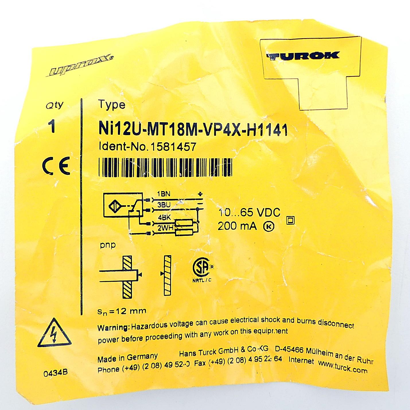 Produktfoto 2 von TURCK Sensor Ni12U-MT18M-VP4X-H1141