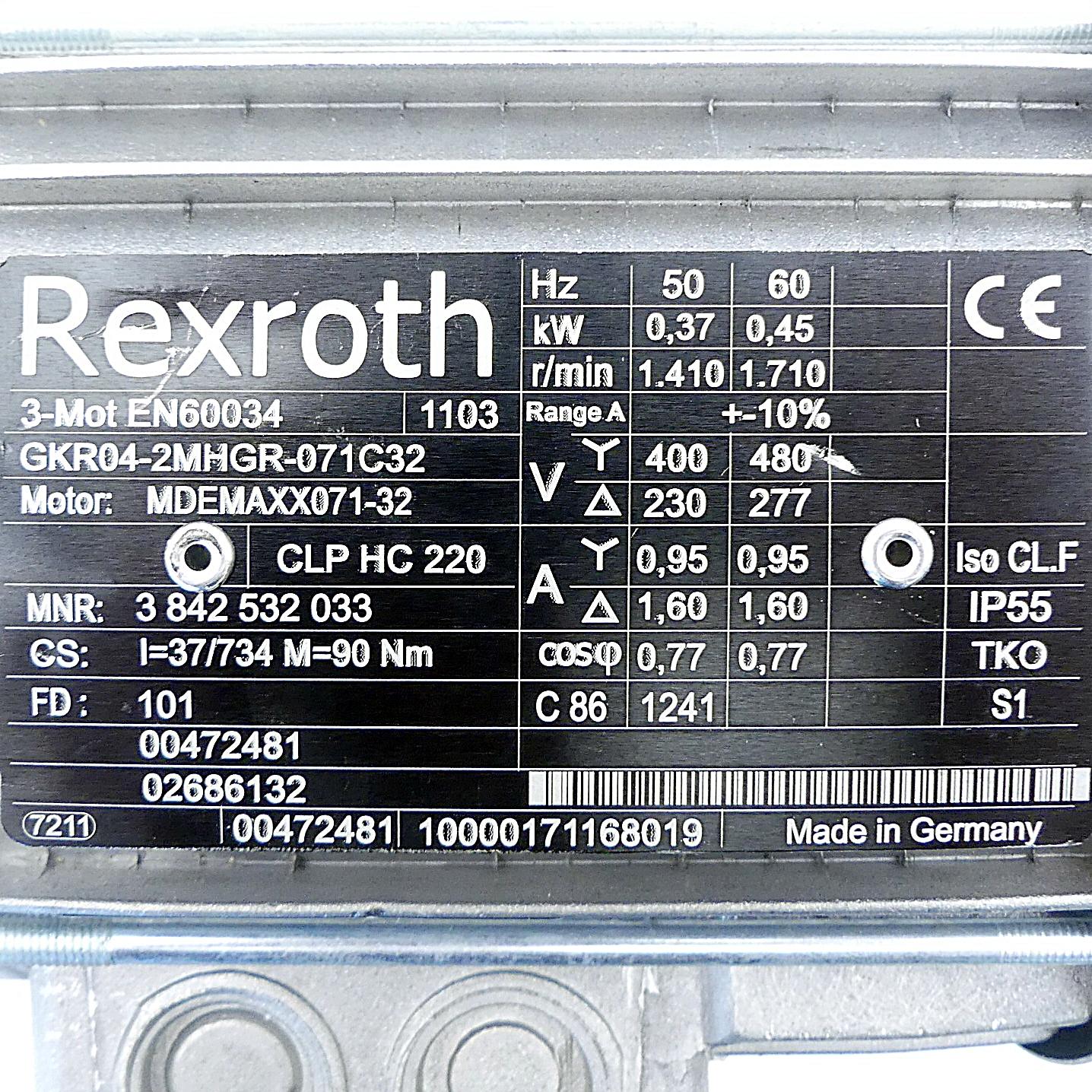 Produktfoto 2 von REXROTH Drehstrommotor 3-Mot EN60034