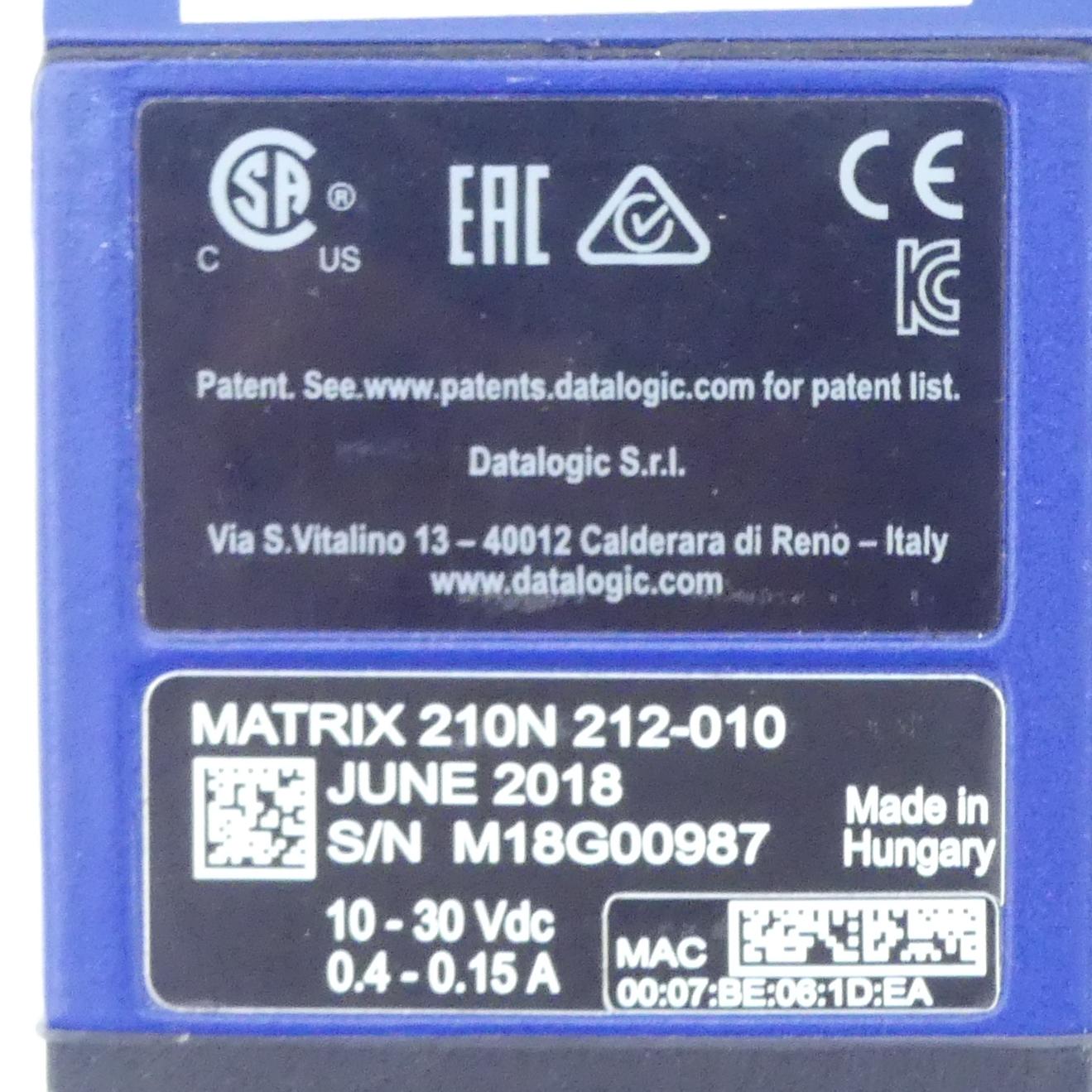 Produktfoto 2 von DATALOGIC Ultra-kompakter industrieller 2D-Codeleser MATRIX 210N 212-010 WVGA-MED-90-ETH-ST