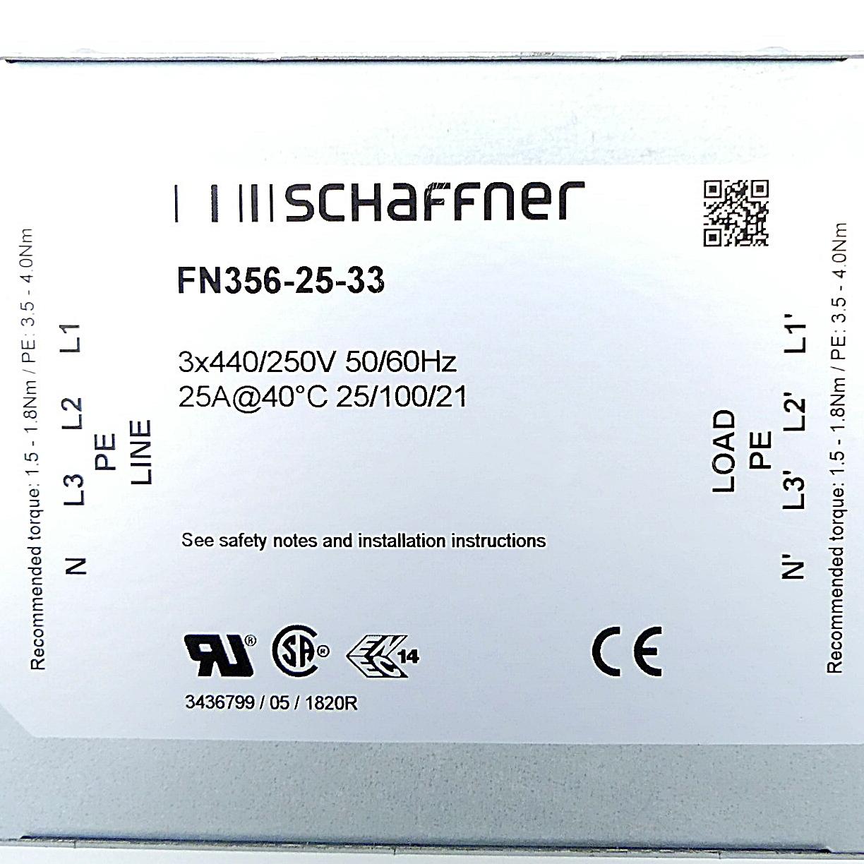 Produktfoto 2 von SCHAFFNER Netzfiltermodul