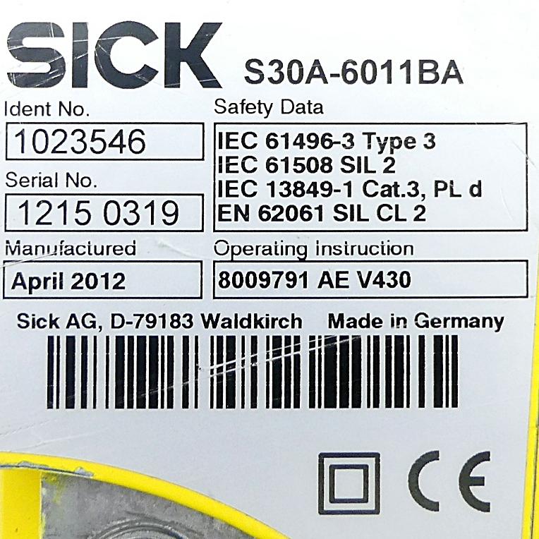 Produktfoto 2 von SICK Sicherheitslaserscanner S30A-6011BA