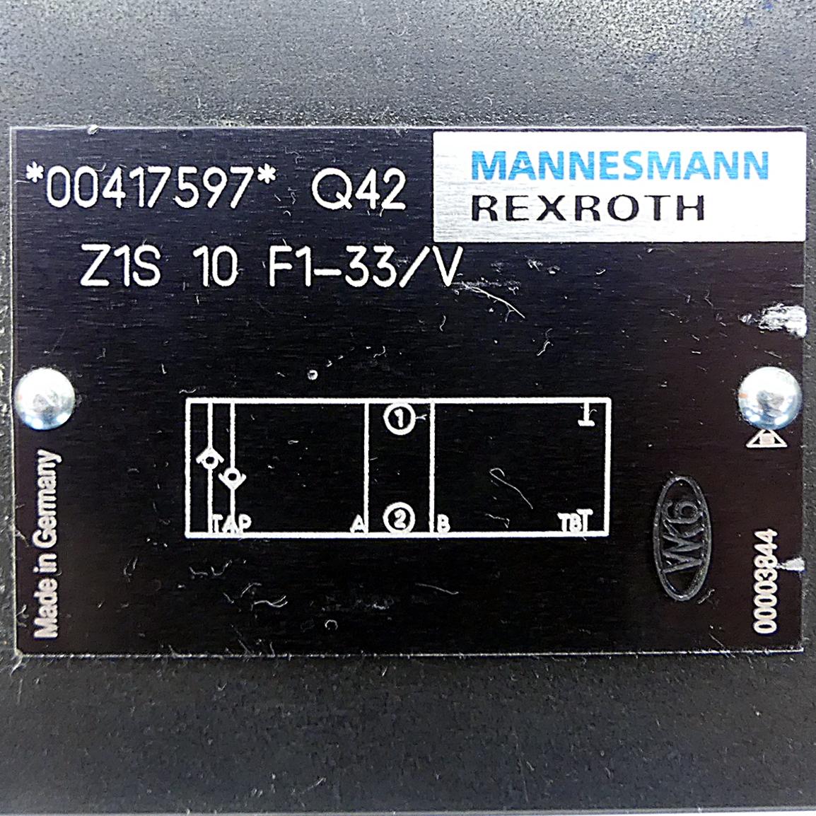 Produktfoto 2 von REXROTH Rückschlagventil Z1S 10 F1-33/V