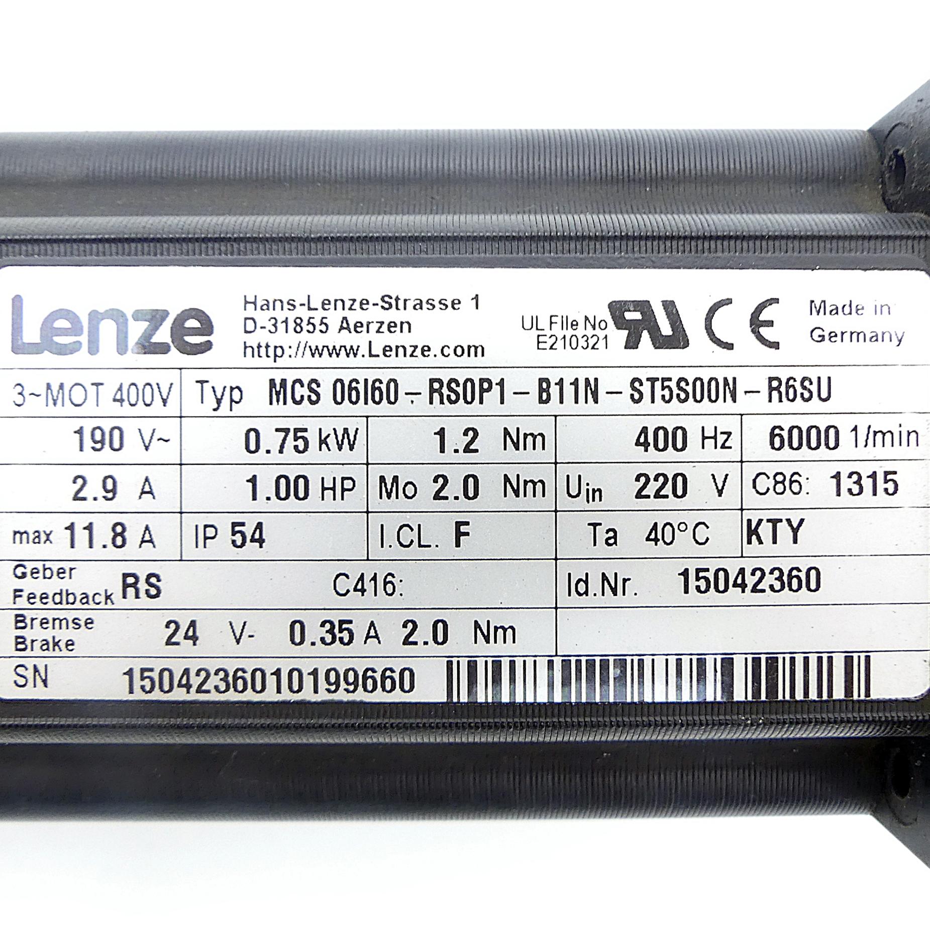 Produktfoto 2 von LENZE Servo-Synchronmotor