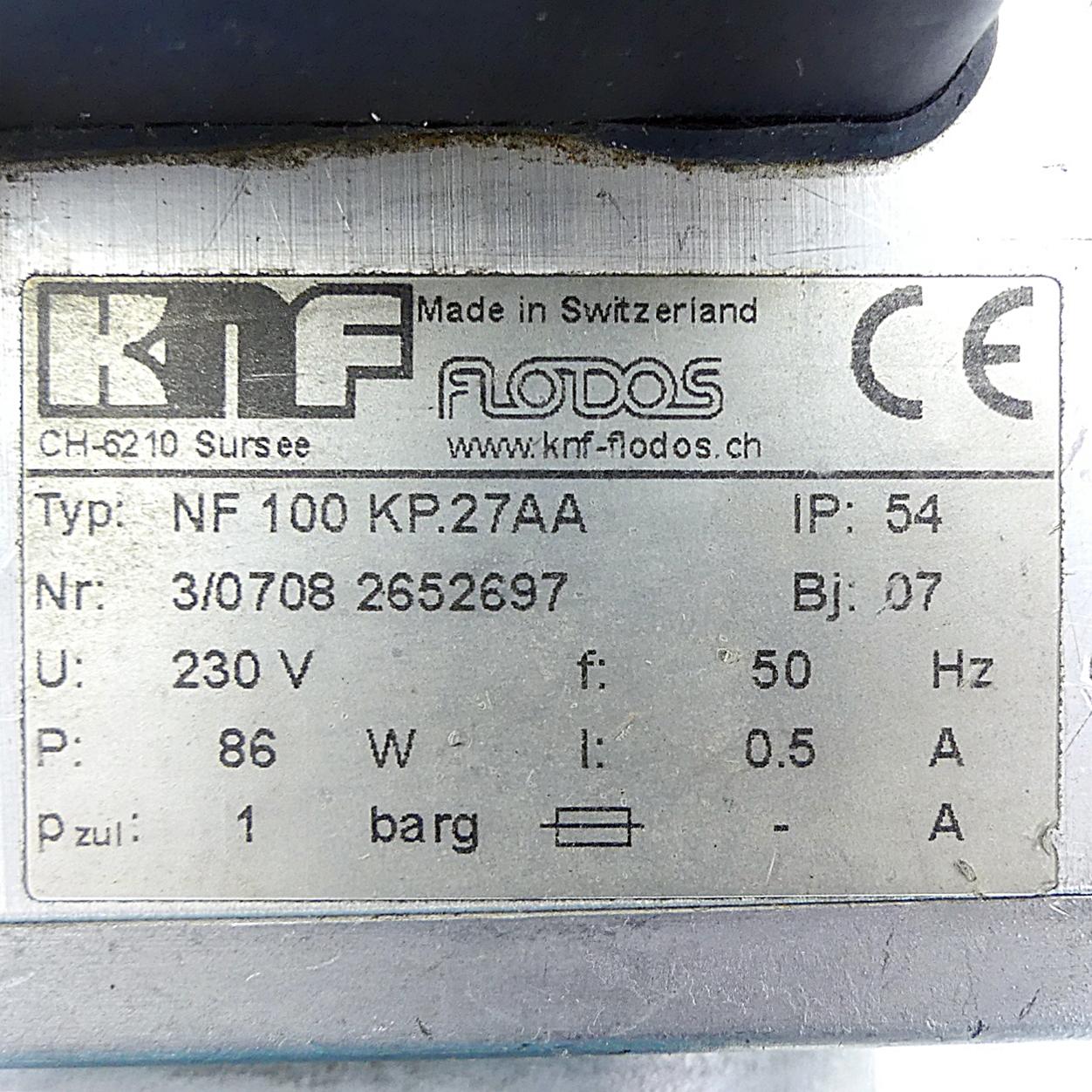 Produktfoto 2 von KNF Membran Flüssigkeitspumpe NF 100 KP.27AA