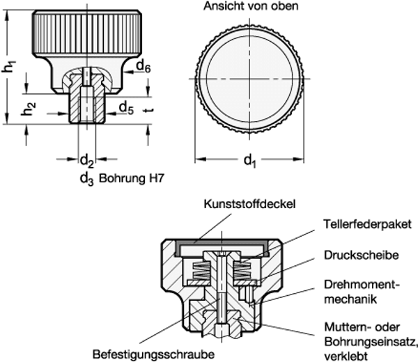 480GN3663-42-B8-2 GANTER Drehmoment-Rändelgriff