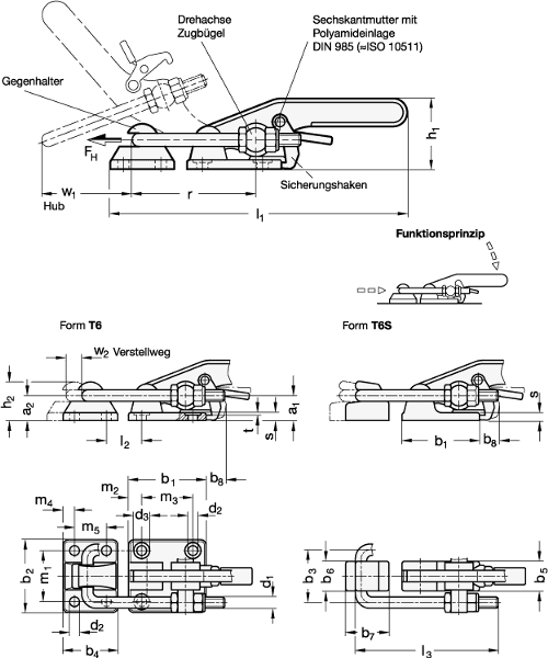 Produktfoto 2 von 480GN852.3-1700-T6-NI GANTER Verschluss-Spanner mit Verriegelung