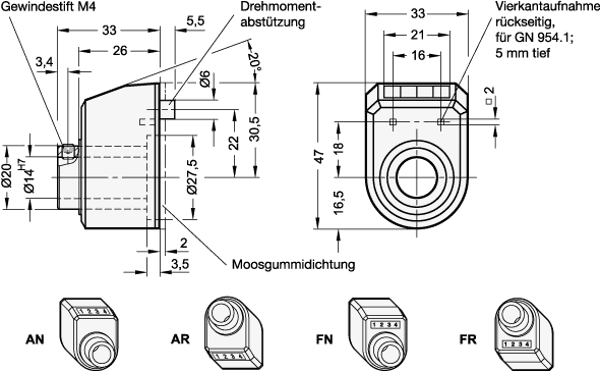 Produktfoto 2 von 480GN954.2-008.0-AN-R-OR GANTER ELESA-Stellungsanzeiger