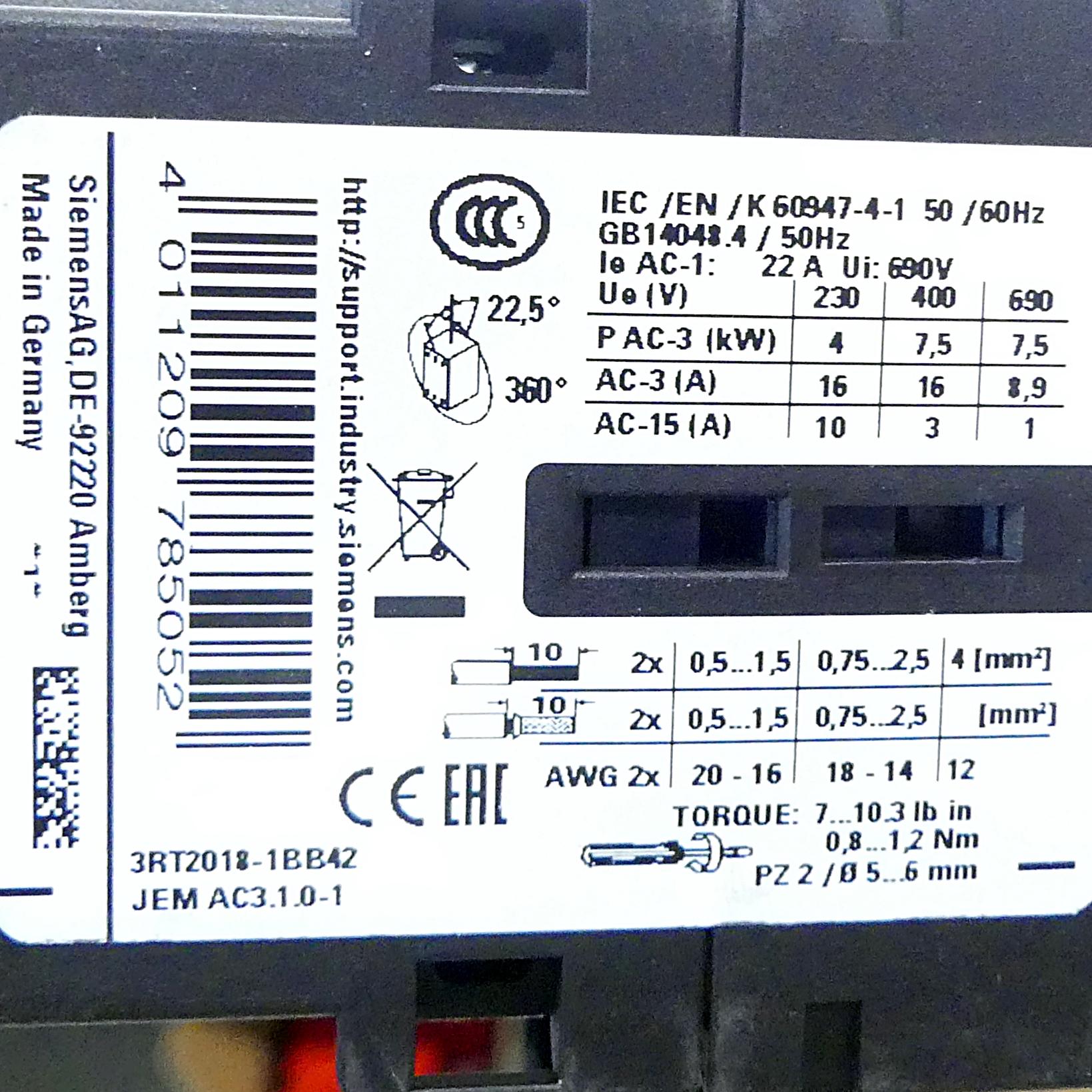 Produktfoto 2 von SIEMENS Leistungsschütz