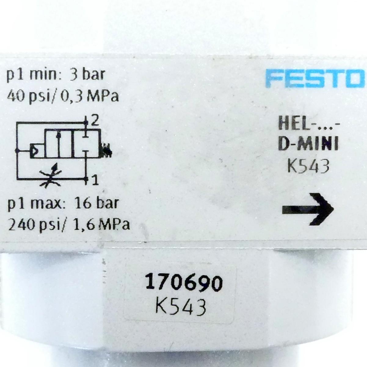 Produktfoto 2 von FESTO Einschaltventil HEL-D-MINI