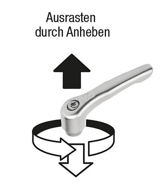 KLEMMHEBEL MIT SCHUTZKAPPE GR.2 M06X25 EDELSTAHL, ELEKTROLYTISCH POLIERT, KOM...