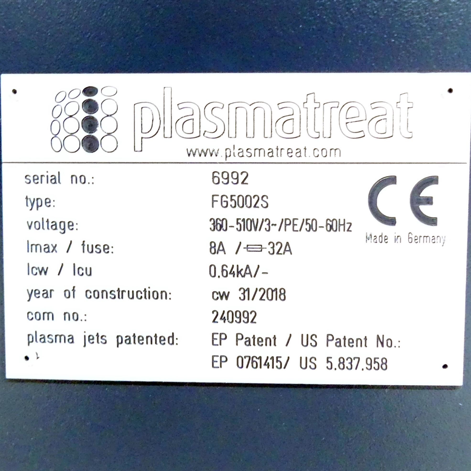 Produktfoto 2 von PLASMATREAT Plasmagenerator