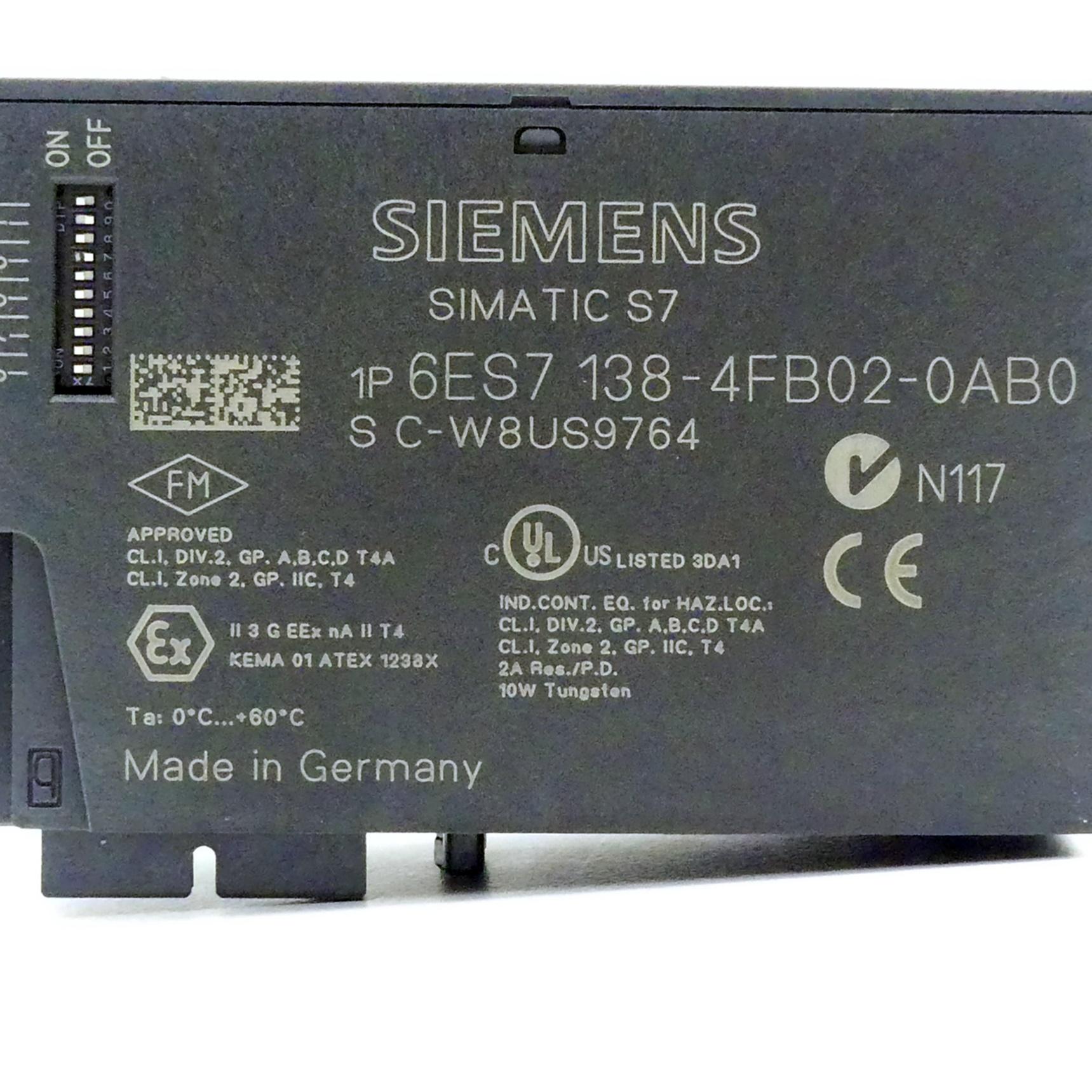 Produktfoto 2 von SIEMENS SIMATIC DP, ELEKTRONIKMODUL 6ES7 138-4FB02-0AB0