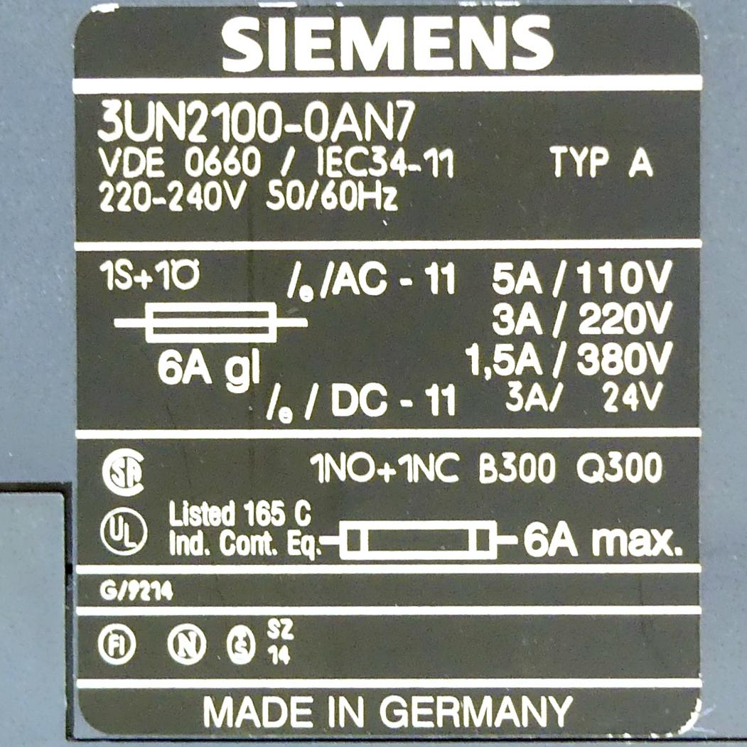 Produktfoto 2 von SIEMENS Motorschutzschalter 3UN2100-OAN7