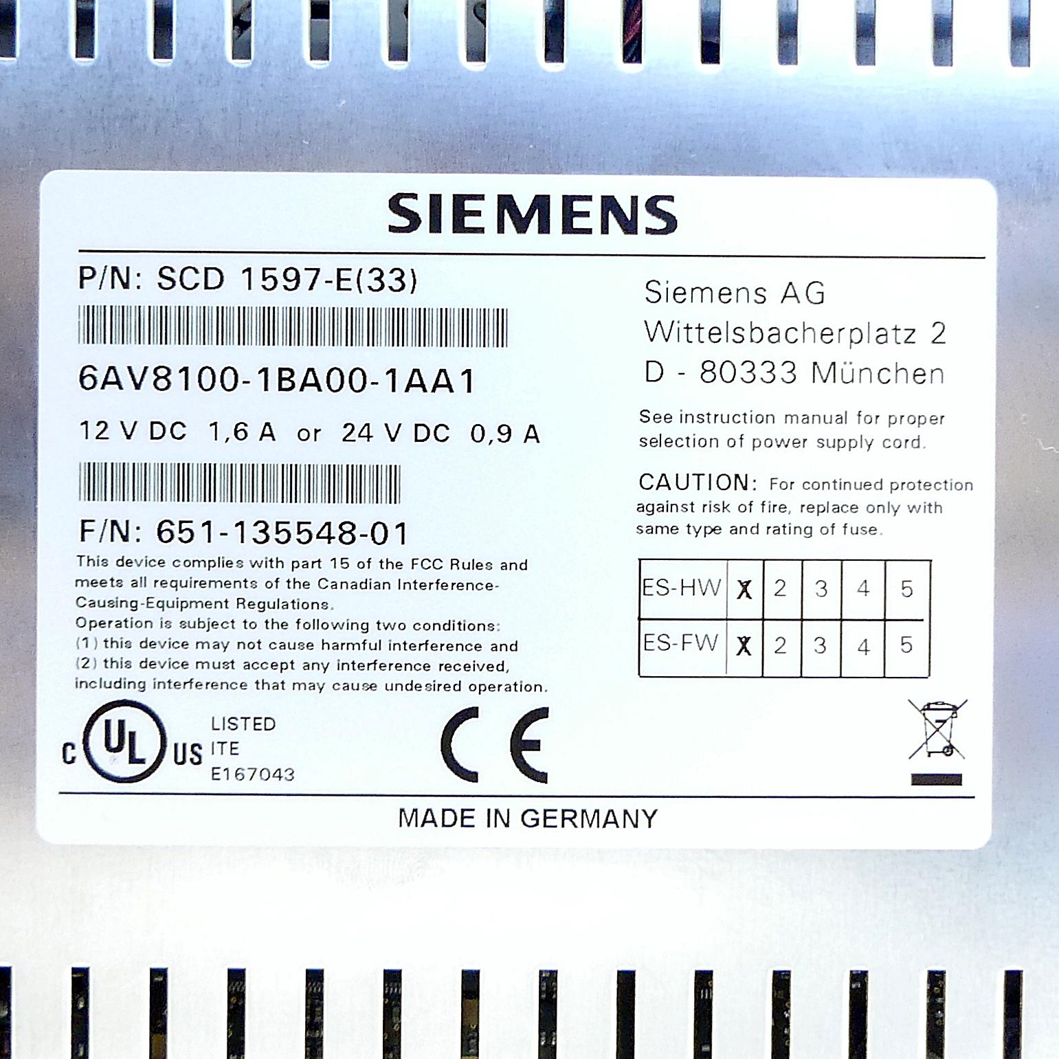 Produktfoto 2 von SIEMENS Bedienpanel SCD1597