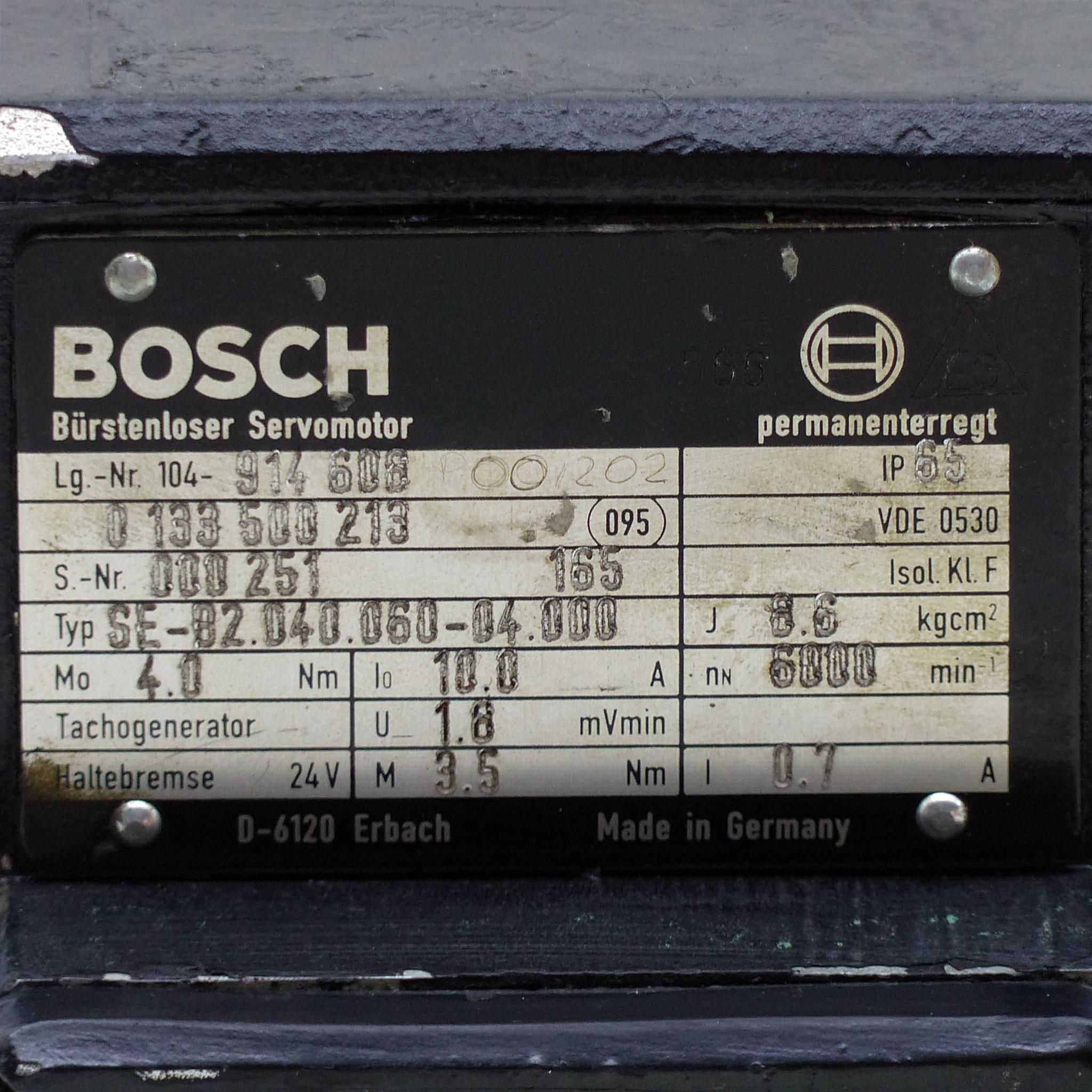 Produktfoto 2 von REXROTH Bürstenloser Servomotor SE-B2.040.060-04.000