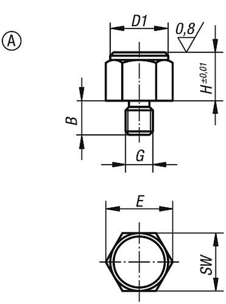 Produktfoto 2 von POSITIONSFUß, FORM:A, AUTOM.STAHL BRÜN. U. EINSATZGEHÄRTET, SW=13