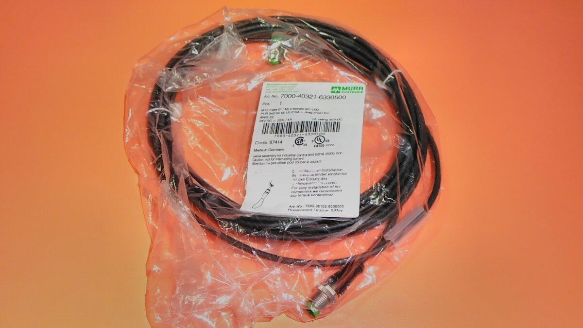 Produktfoto 1 von Murr Elektronik Kabel 7000-40321-6330500 M12 Buchse/M12 Stecker 5m 5-polig PUR