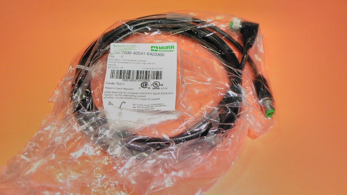 Produktfoto 1 von Murr Elektronik Kabel 7000-40541-6420300 M12 Buchse/M12 Stecker 3m 5-polig PUR