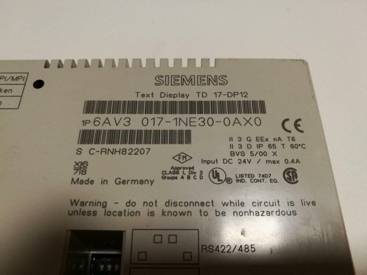 Produktfoto 3 von Siemens Simatic TD17 6AV3017-1NE30-0AX0 Textdisplay 6AV3 017-1NE30-0AX0