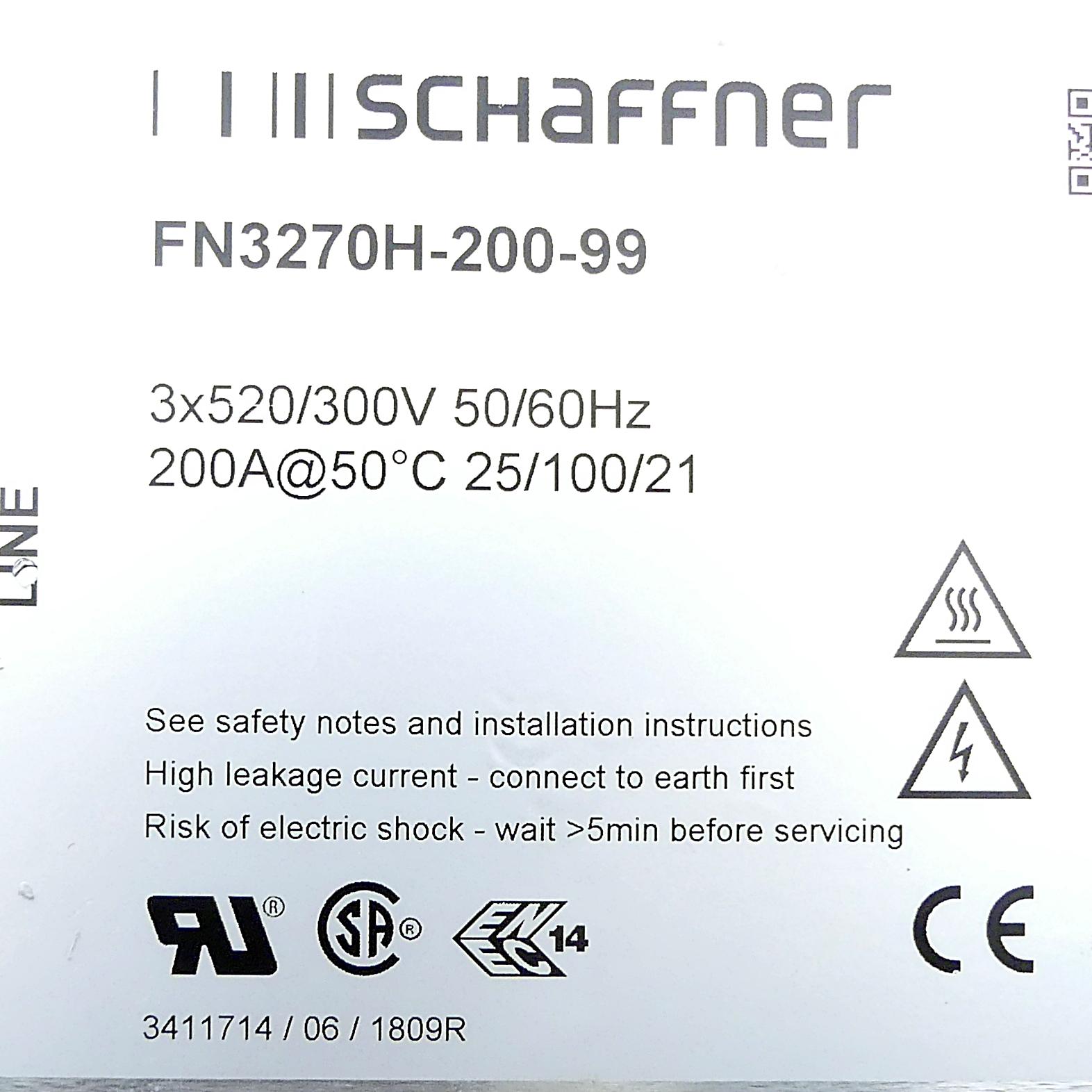 Produktfoto 2 von SCHAFFNER Spannungsversorgungsleitungsfilter FN3270H-200-99