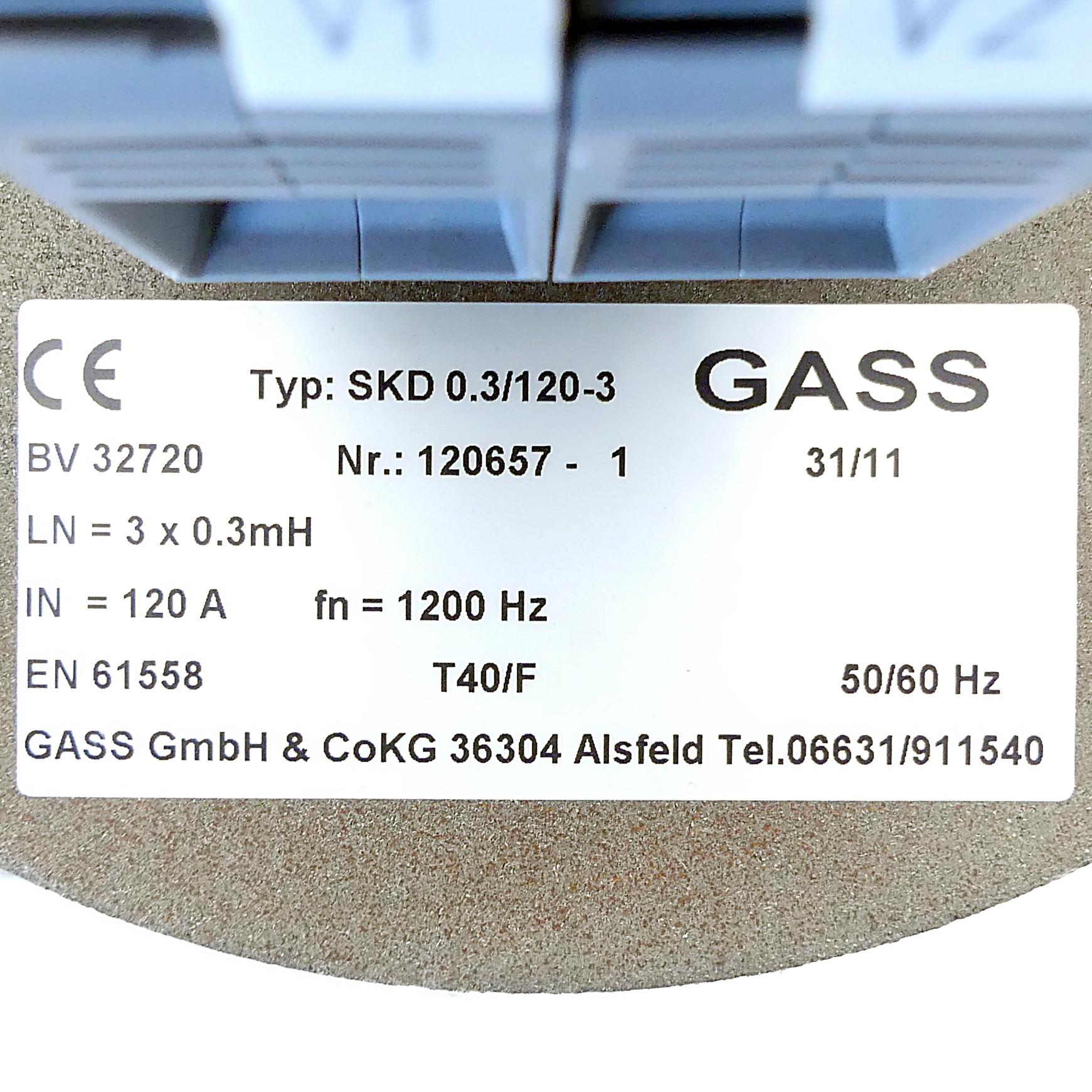 Produktfoto 2 von GASS TRANSFORMATOREN Drossel SKD 0.3/120-3